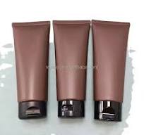 Matte Coffee Brown Soft Tube Face Wash Tube Container PE Plastic Hose Black  Lid 30ml 50ml 100ml