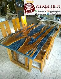 Meja makan 180 x 180 cm. Jual Meja Makan Resin Kayu Tremesi Solid Singa Jati Furniture Jepara