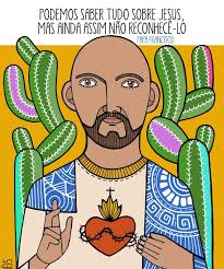 Seu nome é Jesus Cristo e passa fome E grita pela boca dos famintos E a  gente quando vê passa adiante Às vezes pra chegar depressa à igreja...  Entre nós está e