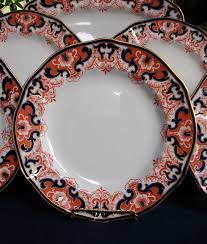 Beautiful embossed dinner plate 'chinese garden' crown ducal green transferware. Royal Crown Derby 3973 Imari Orange Cobalt Scrolls C 1906 Dinner Plate S Rare Excellent