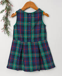 Buy Beebay Sleeveless Checked Frock Green Blue For Girls