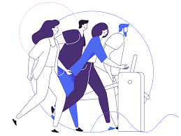 Gate Illustration Character Design Character Illustration People Illustration Vector line art illustration on white background.