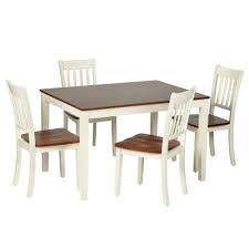 Two Tone Wood Dining Table And Chairs Set 5 Piece Dining Table Wood Dining Table Dining Table Chairs
