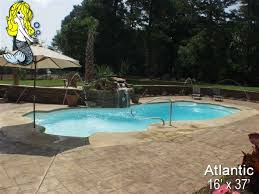 Atlantic 8 Foot Depth Fiberglass Pool 16 X 37 Swimming Pool Featuring 4 Built In Pool Seating Fiberglass Swimming Pools Swimming Pools Fiberglass Pools