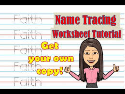 customized name tracing worksheet tutorial with blue red blue lines and free copy youtube