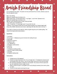 Amish Friendship Bread Recipe Printable Friendship Bread Amish Friendship Bread Amish Friendship Bread Starter Recipes