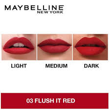 It's a richer shade of red with a beautiful blue undertone that looks stunning on all skin tones and complexions, says sheriff. Buy Maybelline New York Sensational Liquid Matte Lipstick 03 Flush It Red Online At Best Price Bigbasket