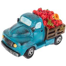 Blue Truck With Apple Bounty Red Truck Blue Harvest Fall Decor