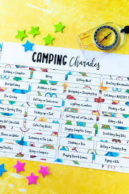 Camp in an rv or tent? Camping Charades And Pictionary Free Printable Words Play Party Plan