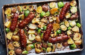 Sheet Pan Sausages And Brussels Sprouts With Honey Mustard Recipe Recipe In 2021 Honey Mustard Recipes Nyt Cooking Sheet Pan Dinners