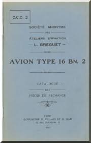Breguet Type 16 Bn 2 Aircraft Parts Catalog Manual French Language