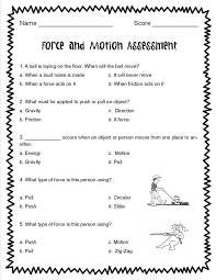 His Is An Assessment That Covers Force And Motion Essential Standards 3 P 1 It Includes Multiple C Force And Motion Printable Worksheets Elementary Worksheets