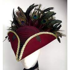 Steampunk Pirate Burgundy Tricorn Costume Hat Liked On Polyvore Featuring Accessories Hats Burgundy Hat Steam Steampunk Pirate Pirate Hats Pirate Cosplay