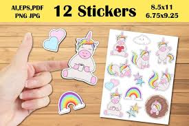 printable stickers cute pastel unicorn for goodnotes cricut