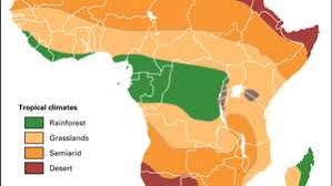 Carefully study the climate/vegetation map of africa and answer the following questions. Africa Climate Britannica