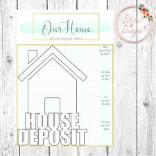 House Deposit Savings Tracker Printable Coloring Page Savings Tracker Save For House Savings Chart