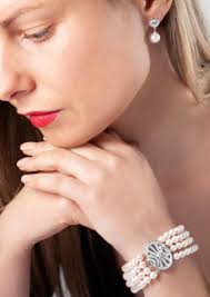 Yoko London Akoya Pearl and Diamond Four-Row Bracelet in 18 Karat White  Gold For Sale at 1stDibs