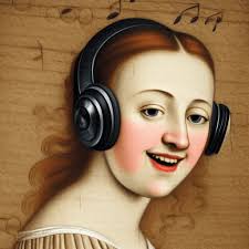 Renaissance Portrait of Girl Laughing and Listening to Music · Creative  Fabrica