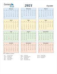 All calendar templates are free, blank, printable and fully editable! 2021 Guyana Calendar With Holidays