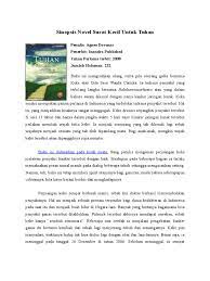 Identitas buku judul buku /novel : Sinopsis Novel Surat Kecil Untuk Tuhan