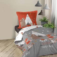 Housses de couette imprimé animaux. Parure Housse De Couette Collection Animaux Indiens Et Tipi Gris Douceur D Interieur La Redoute