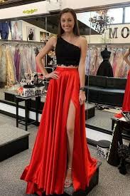 One Shoulder Black Lace And Red Prom Dress By Prettylady 147 71 Usd Red Prom Dress Top Prom Dresses Prom Dresses Long