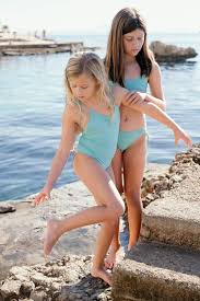 Girl's one-piece swimming costume in aqua | BAHAMAS 1P