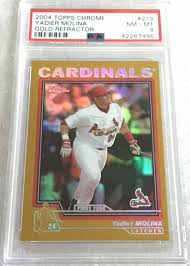We're proud to offer one of the world's largest selections of baseball trading card boxes and cases, single cards, factory sets, blaster boxes and more. Auction Prices Realized Baseball Cards 2004 Topps Chrome Yadier Molina Gold Refractor