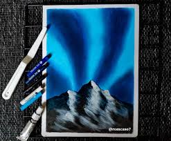 Drawing the northern lights/aurora borealis with soft pastels! Northern Lights Oil Pastels With Acrylic Intagram Romcaso7 Drawing