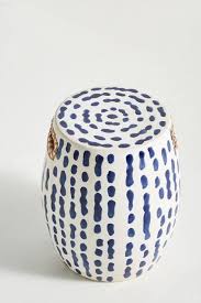 Create an instant reading corner by placing a ceramic stool next to your favorite seat. Indigo Dotted Stripes Ceramic Stool