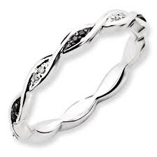 Black And Silver Rings For Women Stackable Expressions Black And White Diamond Sterling Silver Ring Women S Size 6 White Diamond Ring Diamond Sterling Silver Rings