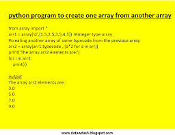 Datadash Com Python Program To Create One Array From Another Array Python Programming Python Coding In Python