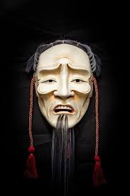 Máscara tradicional japonesa Kojo. Colección de arte hecha a mano. Colores  personalizados. Máscara de madera. Folclore japonés.