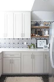 Black And White Kitchen Backsplash Ideas Affordable Ceramic Patterned Tile Backsplash And Flooring Cc And Mike Patterned Tile Backsplash Kitchen Renovation Kitchen Tile