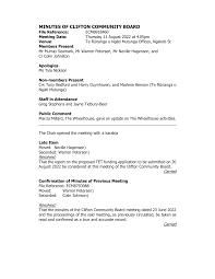 MINUTES OF CLIFTON COMMUNITY BOARD