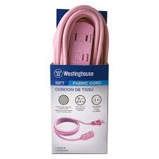 Westinghouse 15 Ft 3 Outlet Pink Fabric Extension Cord Pink Westinghouse Pink Fabric Extension Cord
