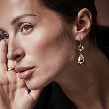 Drop Crystal Hook Earring Clear/Gold