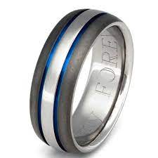 Titanium Wedding Band Thin Blue Line Engagement Ring Etsy Wedding Rings Unique Mens Wedding Rings Titanium Wedding Band
