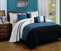 Black And Blue Comforter 8 Piece Queen Sartor Blue And Black Embroidered Comforter Set Blue Bedding Sets Blue Bedroom King Bedroom Sets
