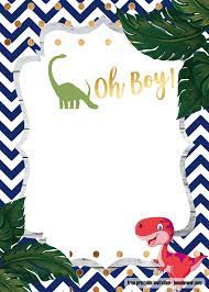 A Dinosaur Template For Your Baby Shower Invitation Dinosaur Baby Shower Invitations Dinosaur Birthday Invitations Dinosaur Invitations