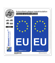 Le business des plaques d'immatriculation. Eu Union Europeenne Cote Droit Autocollant Plaque Immatriculation