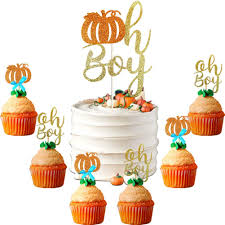 Fall Oh Boy Cake Topper Blue Pumpkin Baby Cupcake Autumn Ranking Top13