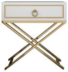 There are several different finish colors available, including gray and a few shades of. White Bedside Table Gold Storage Nightstand With Drawer Stainless Steel X Base Contemporary Nightstands And Bedside Tables By Popicorns E Commerce Co Ltd Houzz