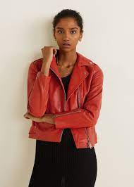 Zipper Leather Biker Jacket Women Mango Usa Red Leather Jacket Outfit Fall Coat Outfit Womens Biker Jacket