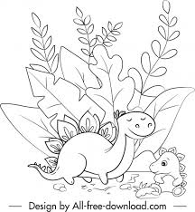 Erase the guide lines left from the circle of the body. Dinosaur Drawing Cute Black White Handdrawn Cartoon Sketch Free Vector In Adobe Illustrator Ai Ai Format Encapsulated Postscript Eps Eps Format Format For Free Download 2 46mb