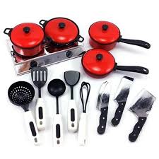 Six sturdy utensils, made of stainless steel and wood, are generously sized to offer a pleasingly realistic effect for little chefs. 13pc Kid Play House Toy Kitchen Utensils Cooking Pots Pans Food Dishes Cookware Buy From 5 On Joom E Commerce Platform