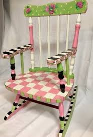 Whimsical Painted Furniture Youth Rocking Chair Painted Etsy Whimsical Painted Furniture Painted Rocking Chairs Hand Painted Furniture