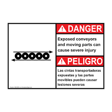 Danger Sign - Exposed Conveyors And Moving Parts Bilingual Sign - ANSI