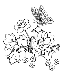 Girls and boys are attracted by colorful and winged insects, so they will definitely like coloring pages with butterflies. Flower Garden With Butterfly Coloring Page Stock Illustration Illustration Of Bird Freshness 87360543