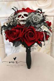 Black wedding bouquets skulls gothic halloween. Skull Wedding Bouquet Alternative Ornate Handle Brooch Etsy Halloween Themed Wedding Skull Wedding Rockabilly Wedding
